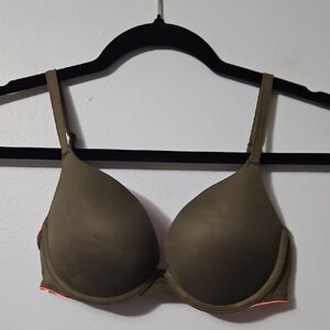 Pink Victoria's Secret Olive Green Women's Push Up Bra Size 32 C